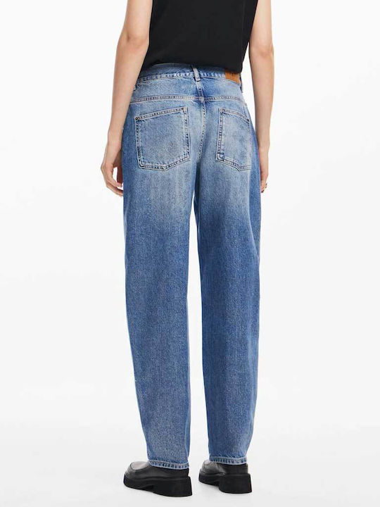 Desigual High Waist Women's Jean Trousers in Straight Line Blue