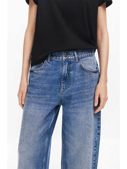 Ariel High Waist Women's Jean Trousers in Straight Line Blue