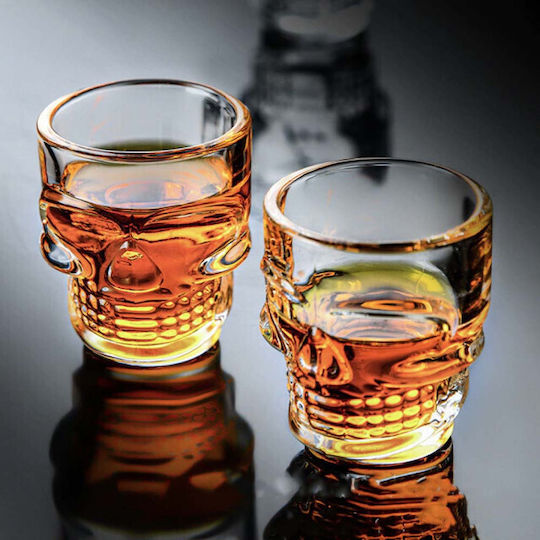 Set 6 Glass Shot Glasses Skull Shape 50 Ml Pufo