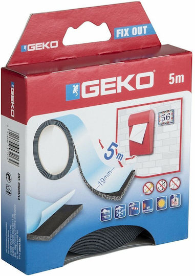 Geko Double-Sided Tape Black 19 Mm X 5 M