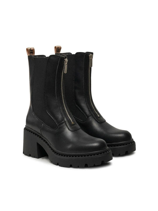 Pepe Jeans Leder Stiefeletten Damen Schwarz