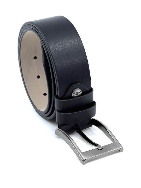 Wide Men's Belt from Artificial Leather Black