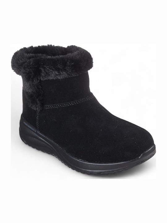 Stellar Suede Women's Ankle Boots with Fur Black