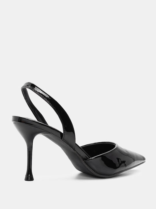 Luigi Synthetic Leather Pointed Toe Black Medium Heels