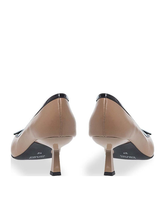 Leather Pointed Toe Brown Heels