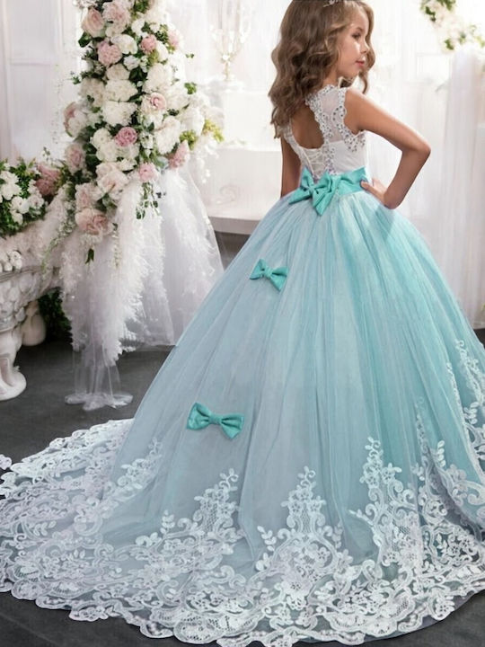 Children's Dress Sleeveless Tulle Turquoise