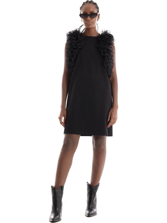 Summer Mini Dress for Wedding - Christening with Tulle Black
