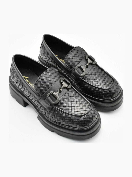 Δερμάτινα Γυναικεία Loafers σε Μαύρο Χρώμα