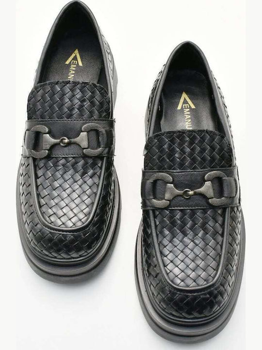 Δερμάτινα Γυναικεία Loafers σε Μαύρο Χρώμα