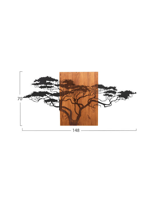 HomeMarkt Hanging Wall Decor Tree Shape Black Metallic 148x3x148cm
