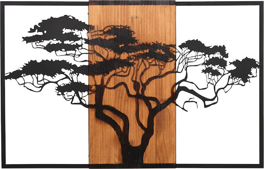 HomeMarkt Artă Mixtă 3D Negru Din Lemn 90x3x58cm