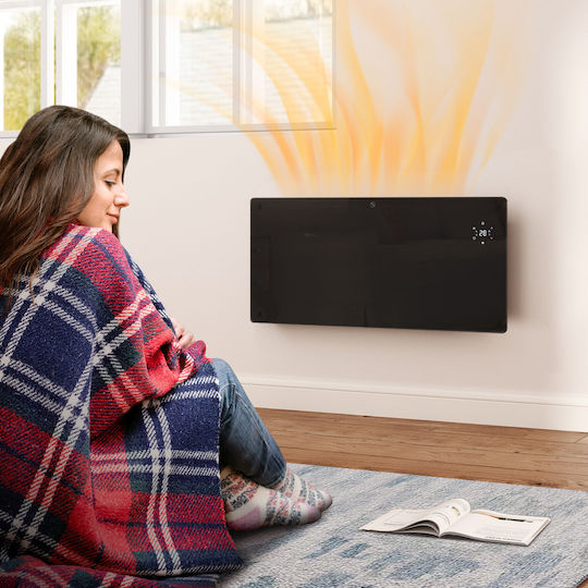 HomCom Convector Heater Wall 2000W with Electronic Thermostat Black