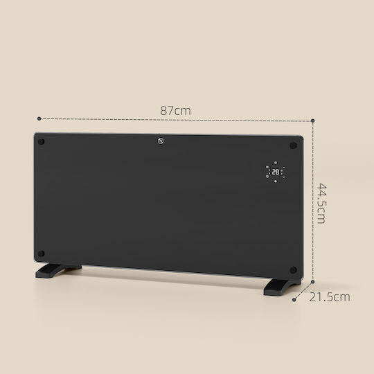 HomCom Convector Heater Wall 2000W with Electronic Thermostat Black