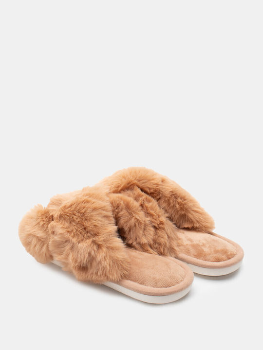 Luigi Winter Women's Slippers with fur in Brown color