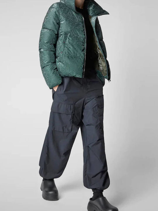Κοντό Γυναικείο Puffer Μπουφάν για Χειμώνα Dark Green