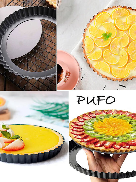 Round Metal Baking Pan for Puf Cookies Cakes and Pies with Detachable Base 28 cm