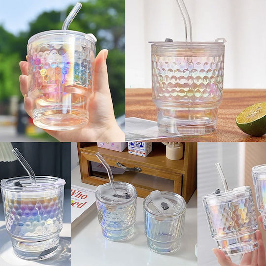 Transparente 350 ml Rainbow Bubble Glas Reisebecher Kaffee Tee