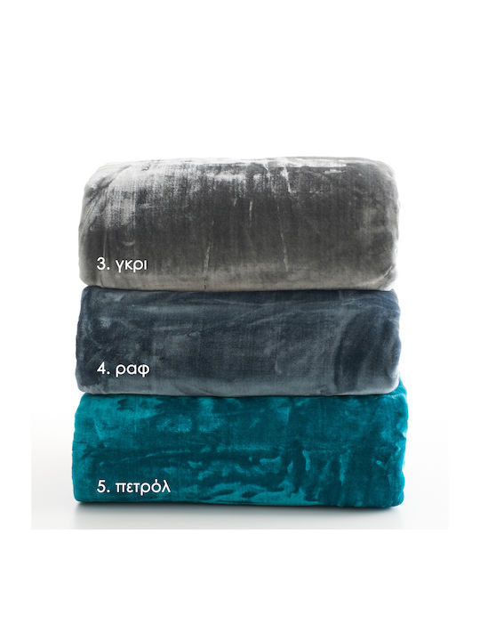 Charalambidis Textiles Κουβέρτα Βελουτέ Μονή 160x220εκ. Πετρόλ
