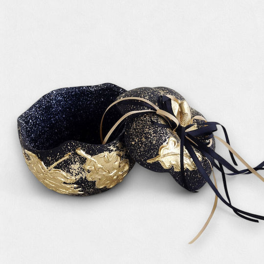 Κεραμικη Κολοκυθα Φοντανιερα “black Pumpkin” 15cm X 15cm Περίμετρο 50cm Περίπου