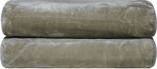 Kentia Notte Samtige Decke King Size 260x240cm Olive