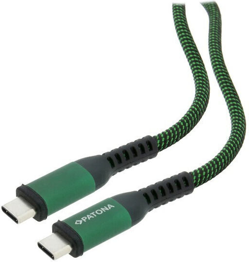 Patona Плетена USB 2.0 Кабел USB-C мъжки - USB-C мъжки 100W Зелен 1м