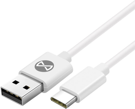 Forever USB 2.0 Cable USB-C male - USB-A Λευκό 1m GSM106364