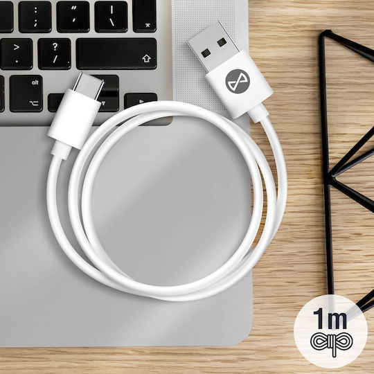 Forever USB 2.0 Cable USB-C male - USB-A Λευκό 1m GSM106364
