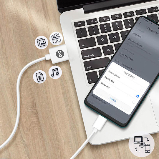 Forever USB 2.0 Cable USB-C male - USB-A Λευκό 1m GSM106364