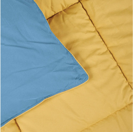 Das Home Πάπλωμα Μονό με Γέμιση Microfiber 160x220εκ. 9644 Μπλε-ώχρα 550 GSM 10.5 togs