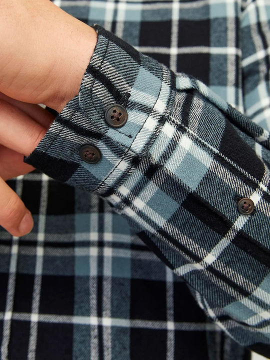 Langärmlig Flanell Hemd Geprüft Petrol (goblin Blue)