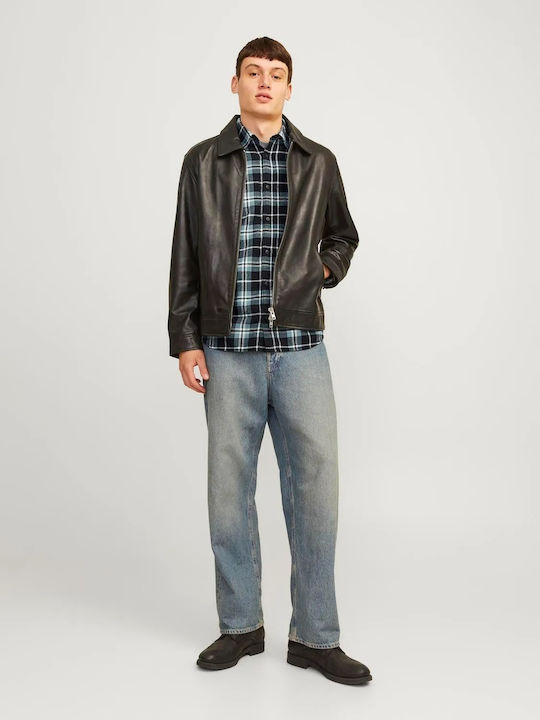 Langärmlig Flanell Hemd Geprüft Petrol (goblin Blue)
