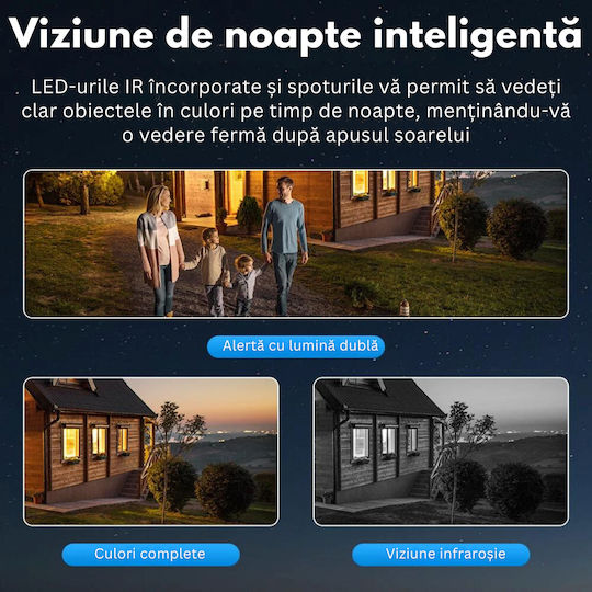 IP Cameră de Supraveghere 4G Full HD+ 4MP Rezistentă la apă Pe baterii cu Comunicare Bidirecțională