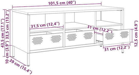 vidaXL TV-Ständer Metall Senfgelb M101.5xT39xH43.5cm