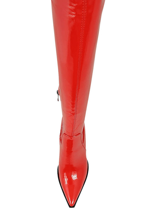 Biven Damenstiefel aus Lackleder mit hohem Absatz Rot
