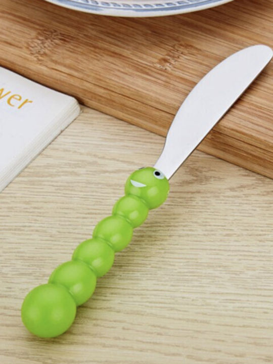Cute Puff Kids Cutlery Set 3 Pieces Stainless Steel Green