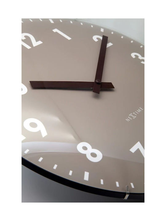 Wanduhr 35cm Khaki Gewölbtes Glas Silent-Glas-Nextime 'Duomo' 3542ki