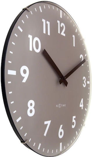 Ρολόι Τοίχου 35cm Χακί Domed Glass Lens-silent-glass-nextime 'duomo' 3542ki