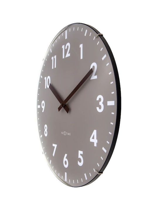 Wanduhr 35cm Khaki Gewölbtes Glas Silent-Glas-Nextime 'Duomo' 3542ki