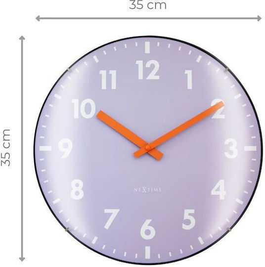 Ρολόι Τοίχου Γυάλινο Λεβάντα Domed Glass Lens-silent-glass-nextime 'duomo' 3542la 35cm Ø