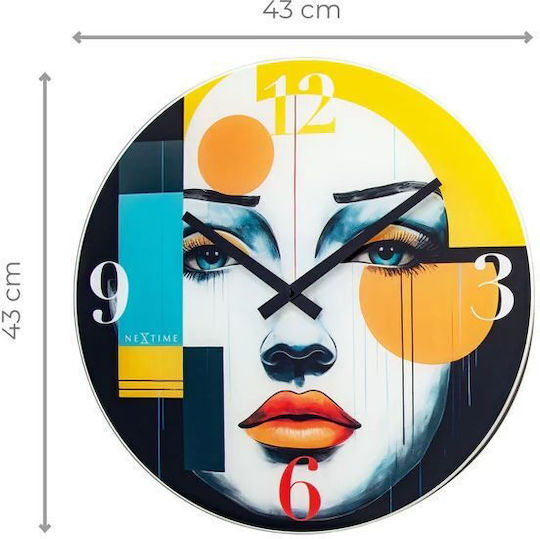 Wall Clock 43cm Silent Multicolour Glass Nextime 'Vogue' 8199