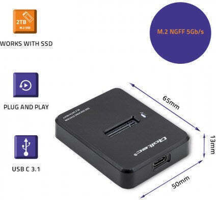 Qoltec Dockingstation Festplatten SATA M.2 (2260)" / M.2 (2280)" mit USB 3.1 Verbindung (50314)