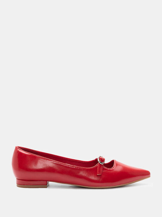 Luigi Synthetic Leather Pointy Ballerinas Red