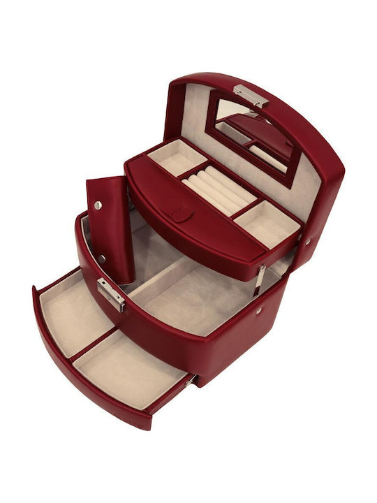Davidts Metallisches Schmuckkästchen mit Schublade & Spiegel Rotes 22x12,5x16cm