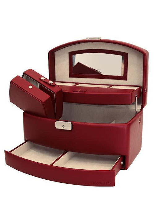 Davidts Metallisches Schmuckkästchen mit Schublade & Spiegel Rote 28x17,5x15cm