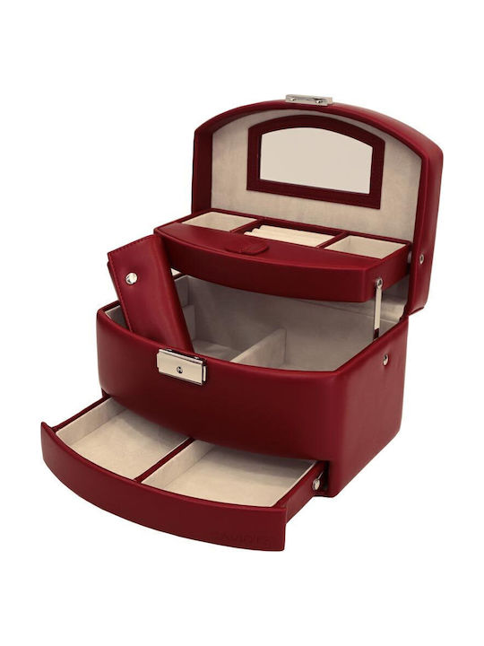 Davidts Metallisches Schmuckkästchen mit Schublade & Spiegel Rotes 22x12,5x16cm