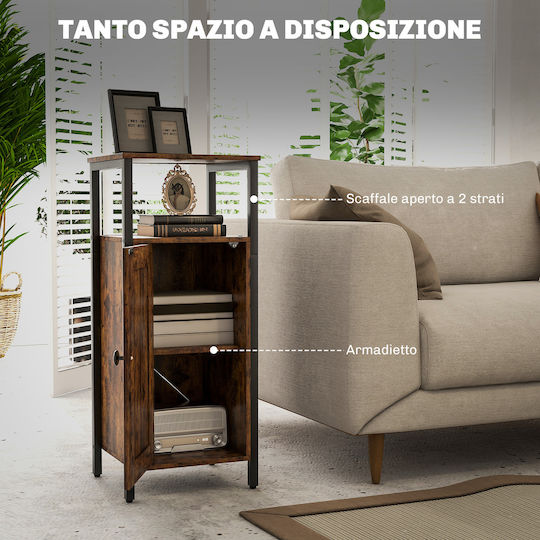 Κομοδίνο Ξύλινο με Μεταλλικά Πόδια Καφέ 34x30x80cm