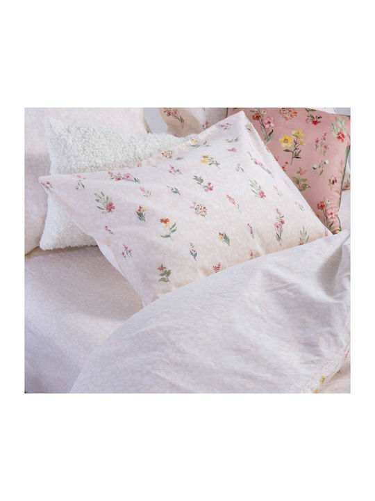 Nef-Nef Homeware Duvet Cover Set Cotton Queen with 2 Pillowcases 240x230 Plant Ecru