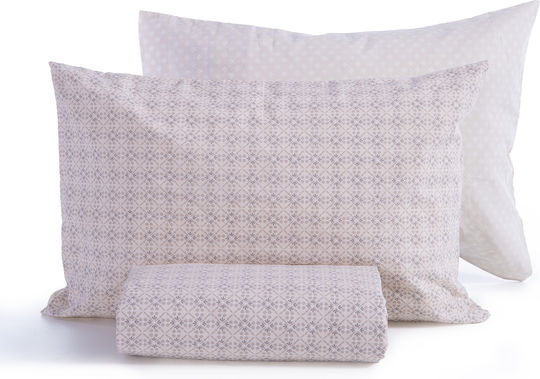 Nef-Nef Homeware Bettbezug-Set Baumwolle Übergröße mit 2 Kissenbezügen 240x230 Module Ecru