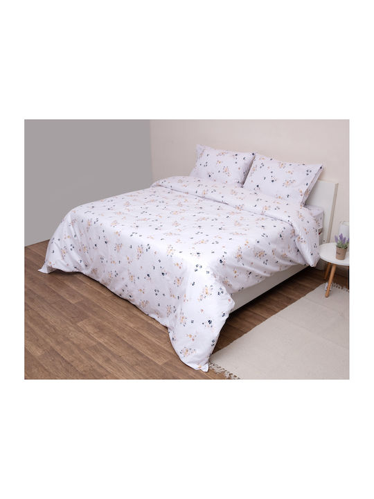 Viopros Set de husă de plapumă Bumbac Single cu față de pernă 160x240 Floral Alb