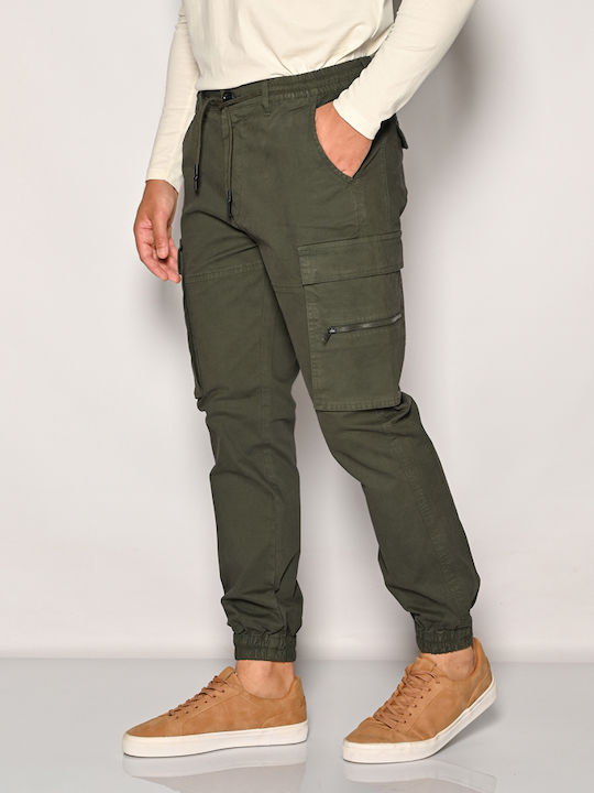 Trousers Cargo Elastic in Loose Fit Dark Oil